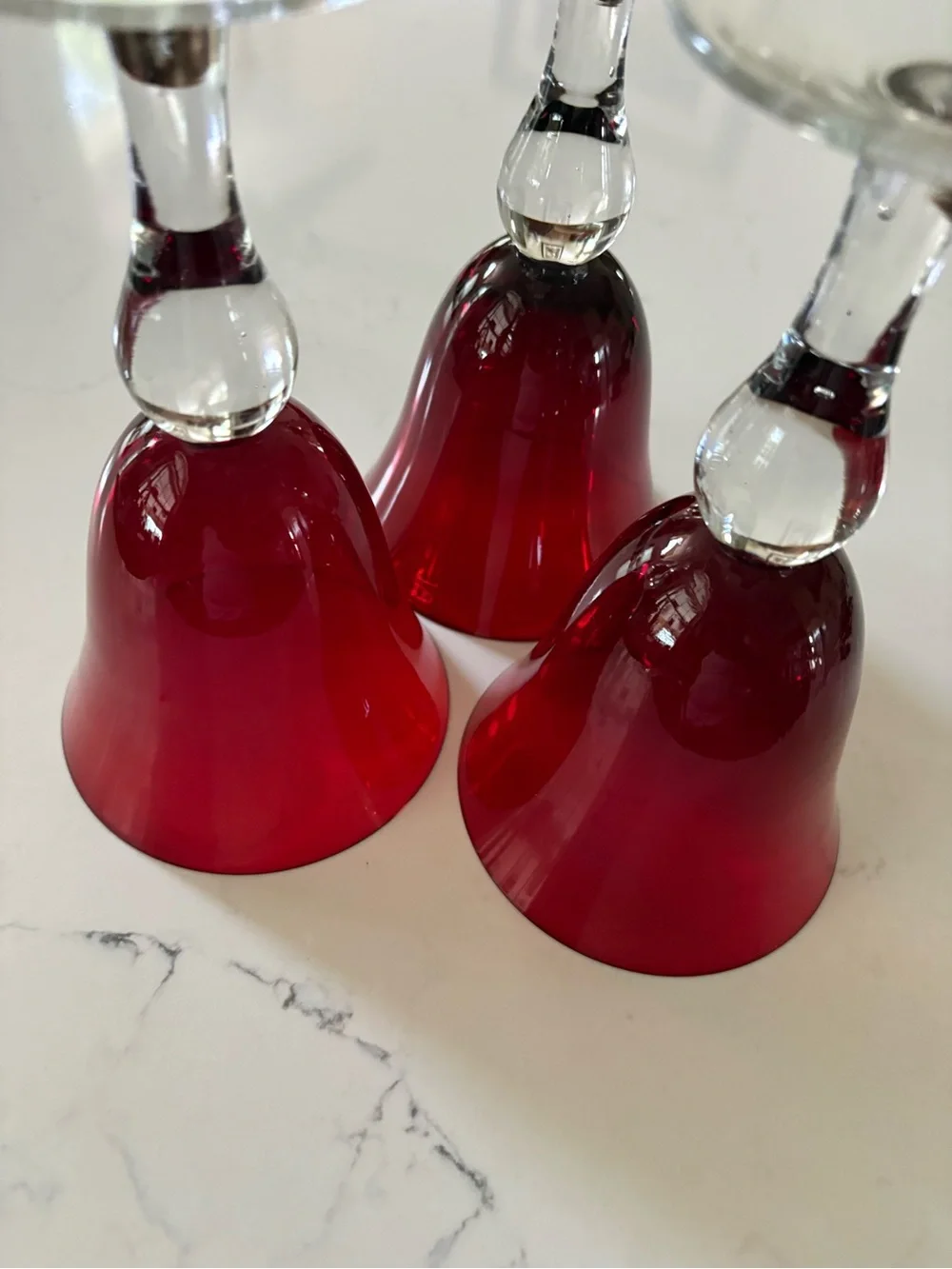 Red Stemmed Wine Glasses - Set of 3